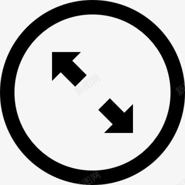 斜箭头符号扩展圆形界面按钮图标图标