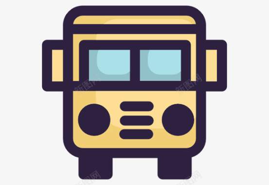 黄色卡通公共汽车图标图标