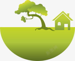 环保绿色小树房子矢量图素材