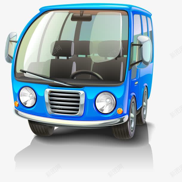 卡通蓝色的客车正面png免抠素材_新图网 https://ixintu.com 卡通 客车 正面 汽车 班车 蓝色 车辆设计