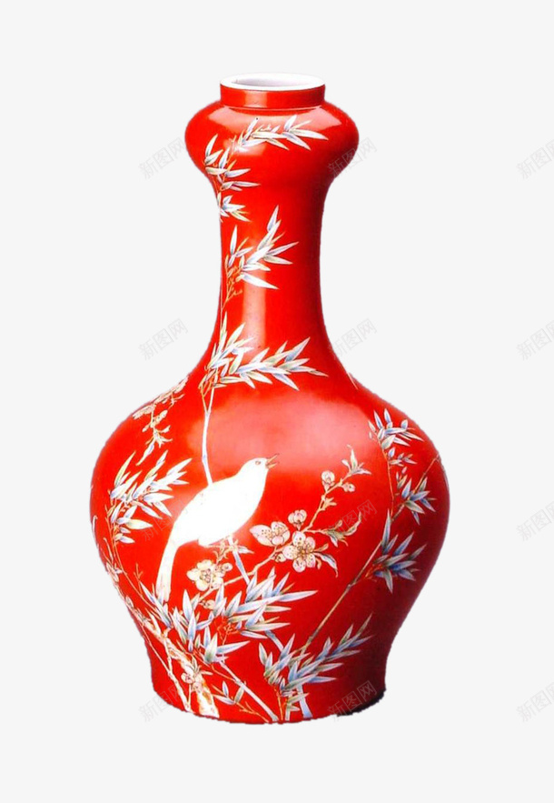 红色花纹png免抠素材_新图网 https://ixintu.com 官窑 景德镇 瓷器 花瓶