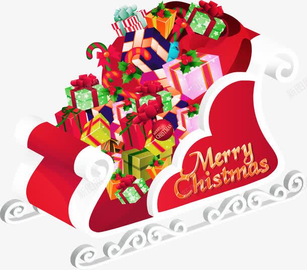 圣诞礼物png免抠素材_新图网 https://ixintu.com 圣诞礼物 圣诞礼盒 雪橇