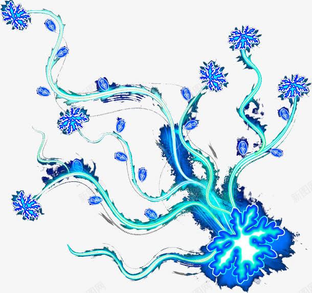 手绘蓝色光效花纹png免抠素材_新图网 https://ixintu.com 花纹 蓝色