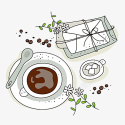 素描方糖咖啡插画高清图片