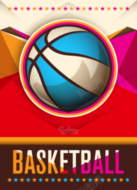 扁平绚丽篮球宣传海报矢量图背景