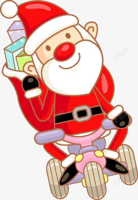 卡通圣诞节元素png免抠素材_新图网 https://ixintu.com 圣诞节矢量元素圣诞老人开车merrychristmas送礼物