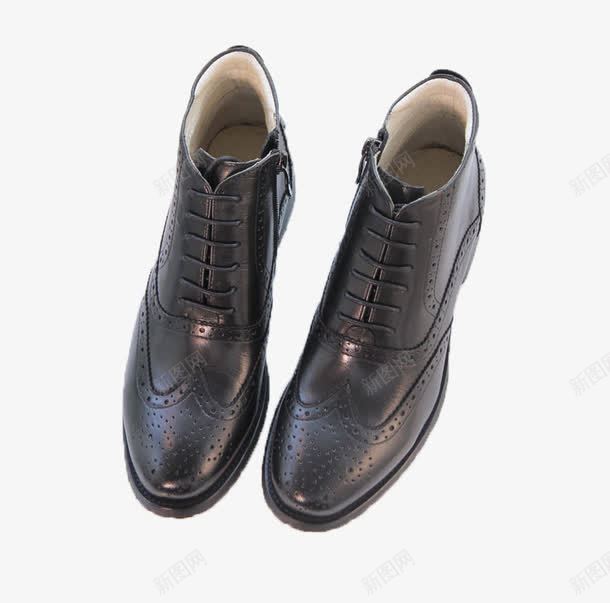 一双短靴png免抠素材_新图网 https://ixintu.com 产品实物 皮鞋 系带 马丁靴 黑色