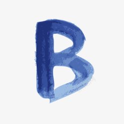 蓝色水墨字母B素材