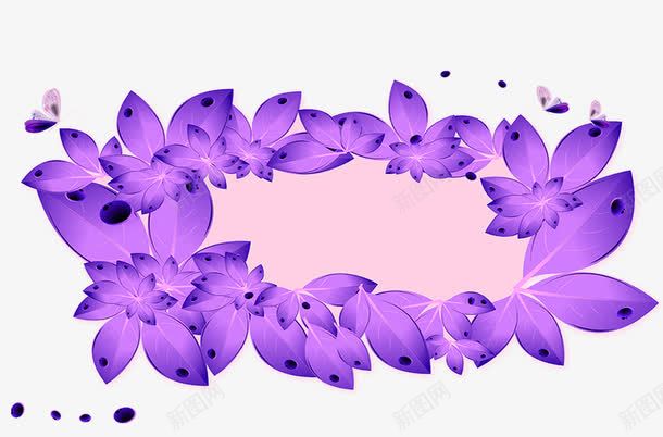 紫色清新花圈边框纹理png免抠素材_新图网 https://ixintu.com 免抠PNG 清新 紫色 花圈 边框纹理