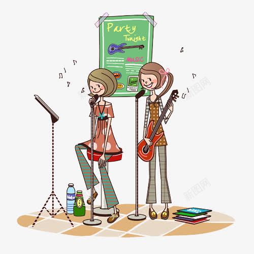 在唱歌的两个女孩png免抠素材_新图网 https://ixintu.com 两个女孩 人物 唱歌 女孩