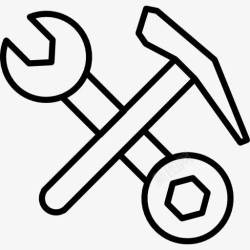 十字扳手双扳手工具锤形成一个十字形轮廓图标高清图片