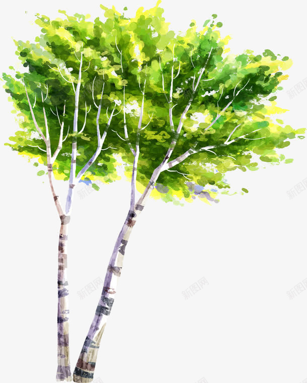 手绘油画树png免抠素材_新图网 https://ixintu.com 树 树木 油画树 绿色
