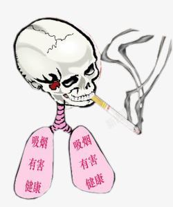 吸烟有害健康骷髅头吸烟素材