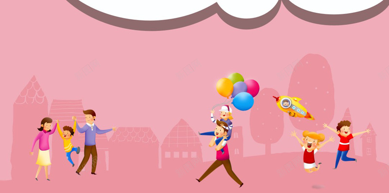 卡通儿童节活动H5背景cdr设计背景_新图网 https://ixintu.com 一家人 儿童 儿童节 儿童节背景 卡通 天空 气球 活动 玩耍 白云 红底
