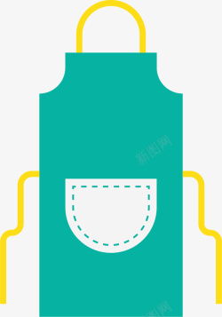 绿色厨房用具绿色卡通风格围裙矢量图高清图片