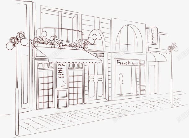 线条商店矢量图ai免抠素材_新图网 https://ixintu.com 搴楅摵 鍟嗗簵 鎵嬬粯搴楅摵 矢量图
