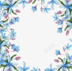 蓝色水彩画花朵背景图素材