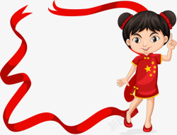重色红色旗袍中国女孩矢量图高清图片
