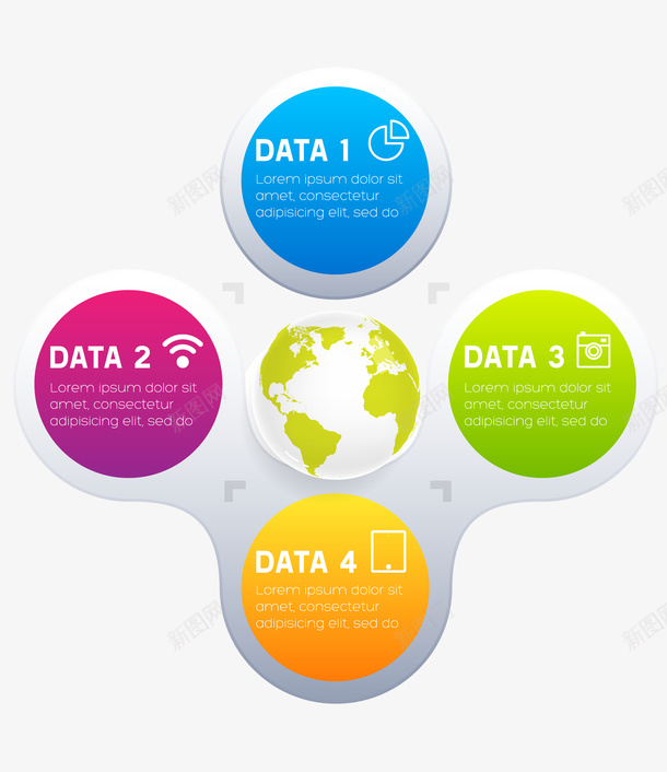 圆形3D信息图表矢量图ai免抠素材_新图网 https://ixintu.com 信息图表 圆形3D 地球 彩色 矢量图