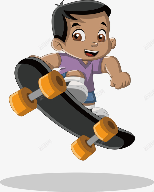 玩滑板的小男孩矢量图ai免抠素材_新图网 https://ixintu.com 卡通人物 小男孩 滑板 矢量图