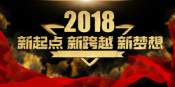 动员会2018狗年黑金大气新起点新跨越企业年会展板高清图片