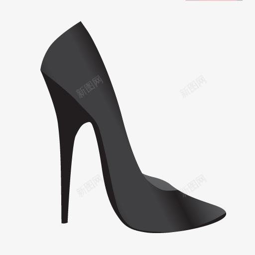 黑色细高跟鞋图标png_新图网 https://ixintu.com 高跟鞋