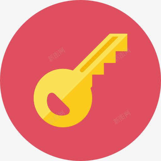 一枚黄色的钥匙图标png_新图网 https://ixintu.com 卡通 开锁 钥匙