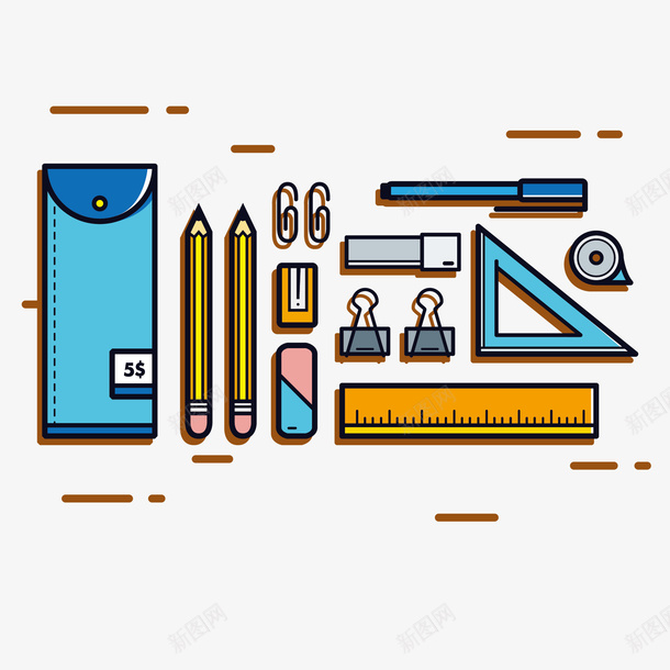 学习用品矢量图eps免抠素材_新图网 https://ixintu.com 三角板 学习用品 笔 矢量图