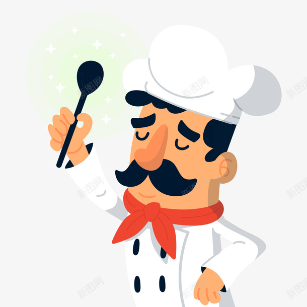 卡通举勺子的男厨师png免抠素材_新图网 https://ixintu.com 卡通厨师 卡通男子 厨子 大厨 背景装饰