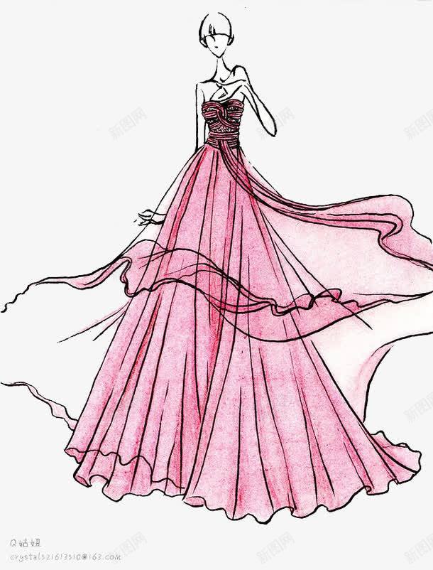 卡通女孩png免抠素材_新图网 https://ixintu.com 卡通 女孩 手绘 晚礼服 服装 水彩 粉色 装饰