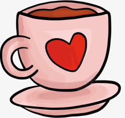 粉红色爱心花纹咖啡杯矢量图素材