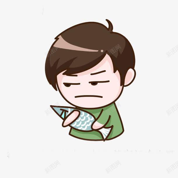 男生拿鱼png免抠素材_新图网 https://ixintu.com 哭 生病的鱼 男生 轻视 鄙视 鱼