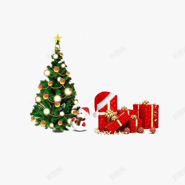 圣诞树和礼物psd免抠素材_新图网 https://ixintu.com 圣诞节 树木 礼物 红色