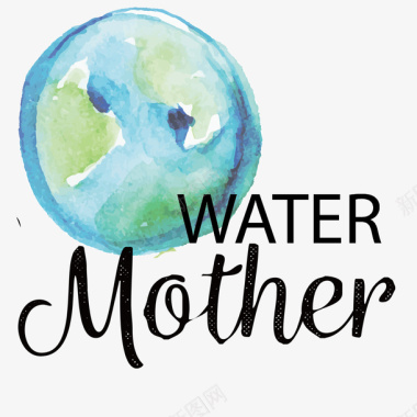 彩绘世界地球日保护水源标签图标图标