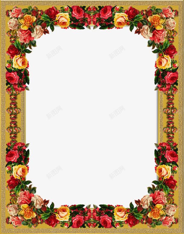 复古玫瑰相框png免抠素材_新图网 https://ixintu.com 欧式 相框 花卉 装饰