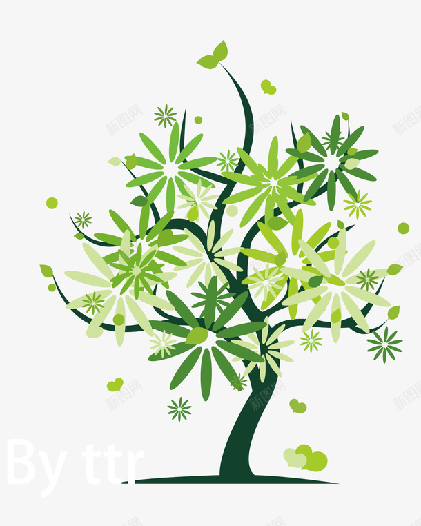 春天的树png免抠素材_新图网 https://ixintu.com 春天 春天的树 植物 矢量素材 绿色的树