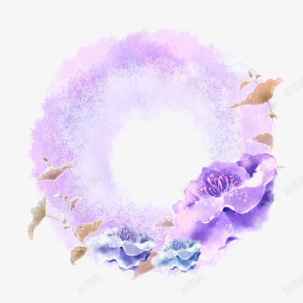 月季装饰框png免抠素材_新图网 https://ixintu.com 月季花 紫色月季 花朵 花框 装饰