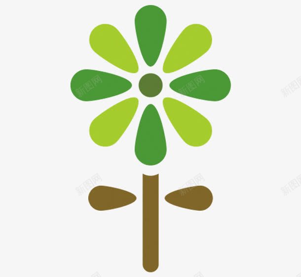 绿色小花图标png_新图网 https://ixintu.com 卡通树 卡通植物 卡通绿色图标 咖色 绿色图案 花