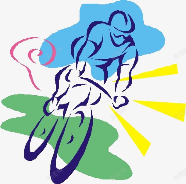 骑自行车的动感人物png免抠素材_新图网 https://ixintu.com 手绘 男人 绿色 蓝色