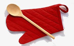 红色棉手套烘焙手套勺子高清图片