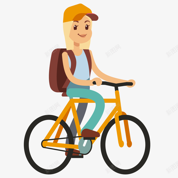 卡通骑自行车的人物矢量图ai免抠素材_新图网 https://ixintu.com 人物设计 卡通 扁平化 自行车 运动 锻炼 矢量图