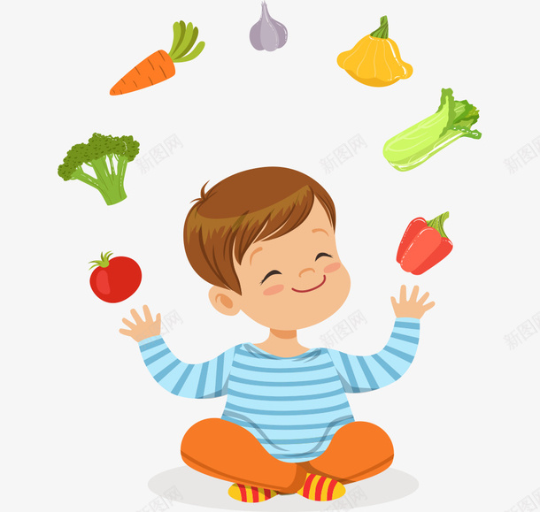 手绘拿着蔬菜的卡通儿童png免抠素材_新图网 https://ixintu.com 儿童 卡通 可爱 拿着蔬菜的卡通儿童 蔬菜