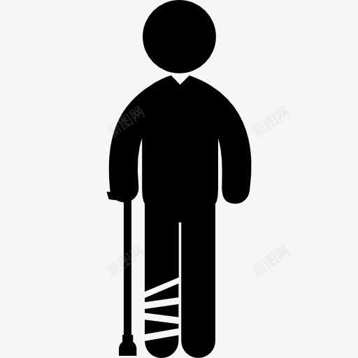 男子缠着绷带的腿站在甘蔗图标png_新图网 https://ixintu.com 人 健康图标集 医疗 受伤 甘蔗 男 破了 站着 竹蔗 缠着绷带 腿 被束缚腿