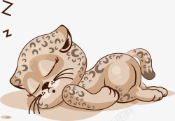 睡得睡得呼呼大叫的小猎豹矢量图高清图片