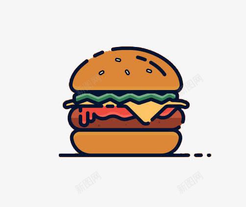 美味汉堡标图标png_新图网 https://ixintu.com 肉食 西式 西方食物 面包