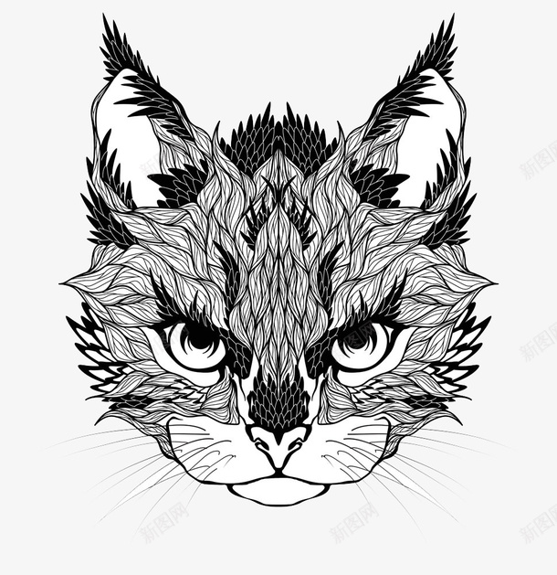 可爱猫头像png免抠素材_新图网 https://ixintu.com 动物 抽象图案 绘画