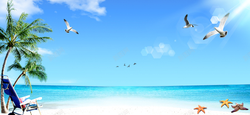 夏日梦幻海滩风景蓝色背景psd设计背景_新图网 https://ixintu.com 夏日 梦幻 海滩 蓝色 风景
