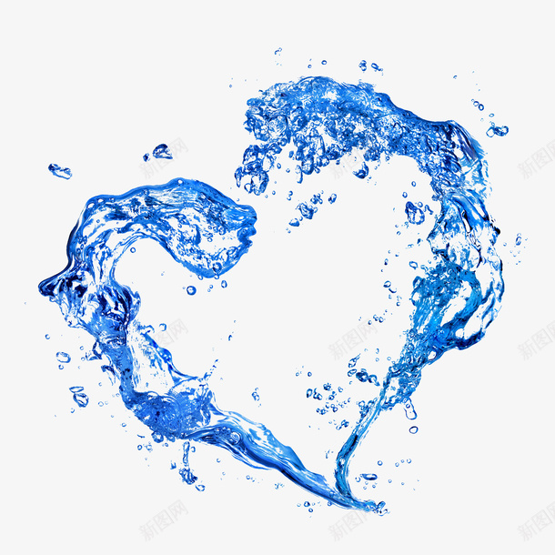 水元素png免抠素材_新图网 https://ixintu.com 创意水元素 心形水元素 水 蓝色 装饰