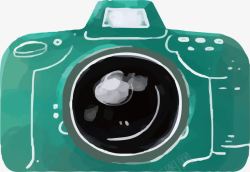 手绘绿色照相机素材