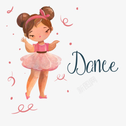 粉色跳舞女孩矢量图素材